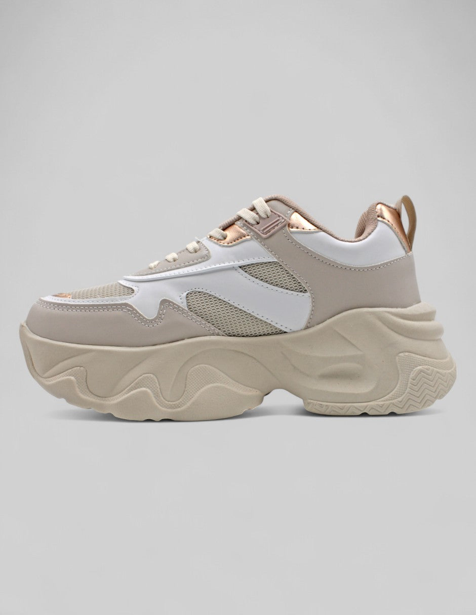 Tenis tipo deportivo Xoxo Piel vegana - Beige