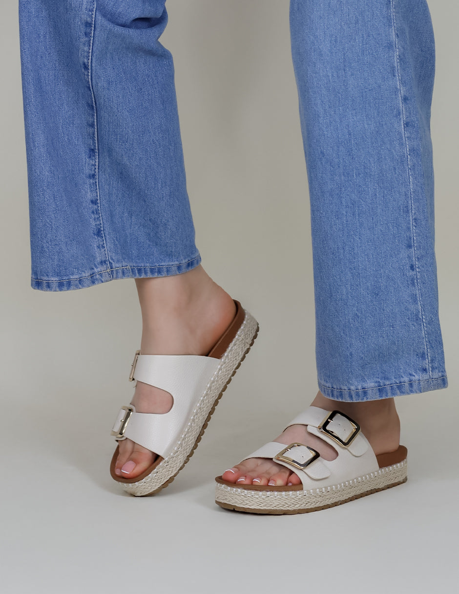 Sandalias con plataforma One en Piel vegana – Blanco
