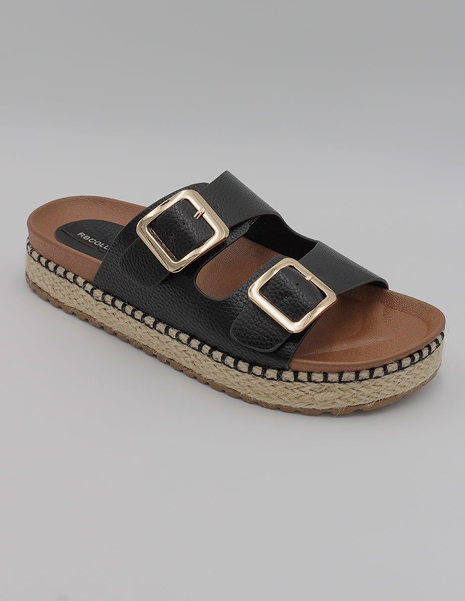 Sandalias con plataforma Exterior Piel vegana Color Negro Para Mujer De RBCOLLECTION
