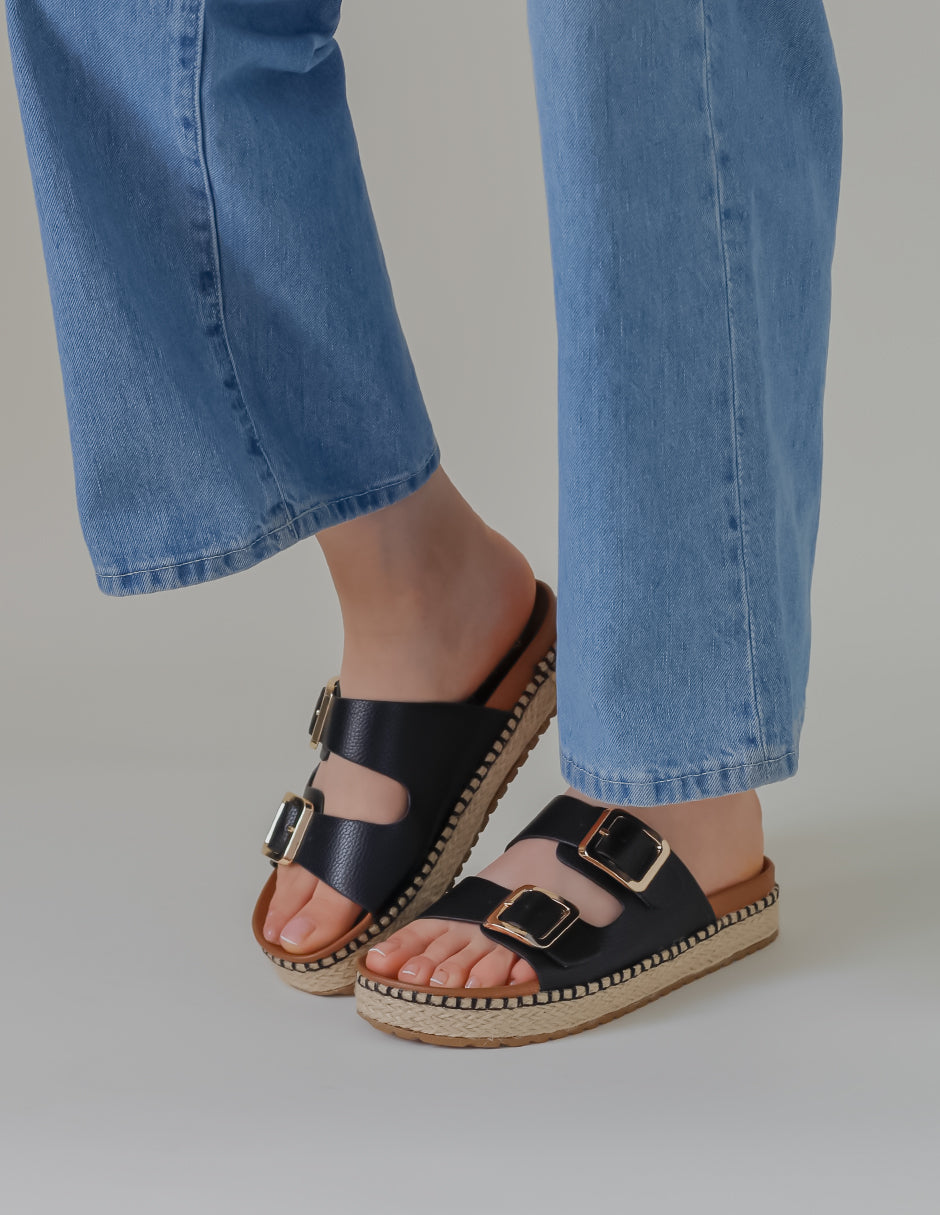 Sandalias con plataforma Birt en Piel vegana – Negro