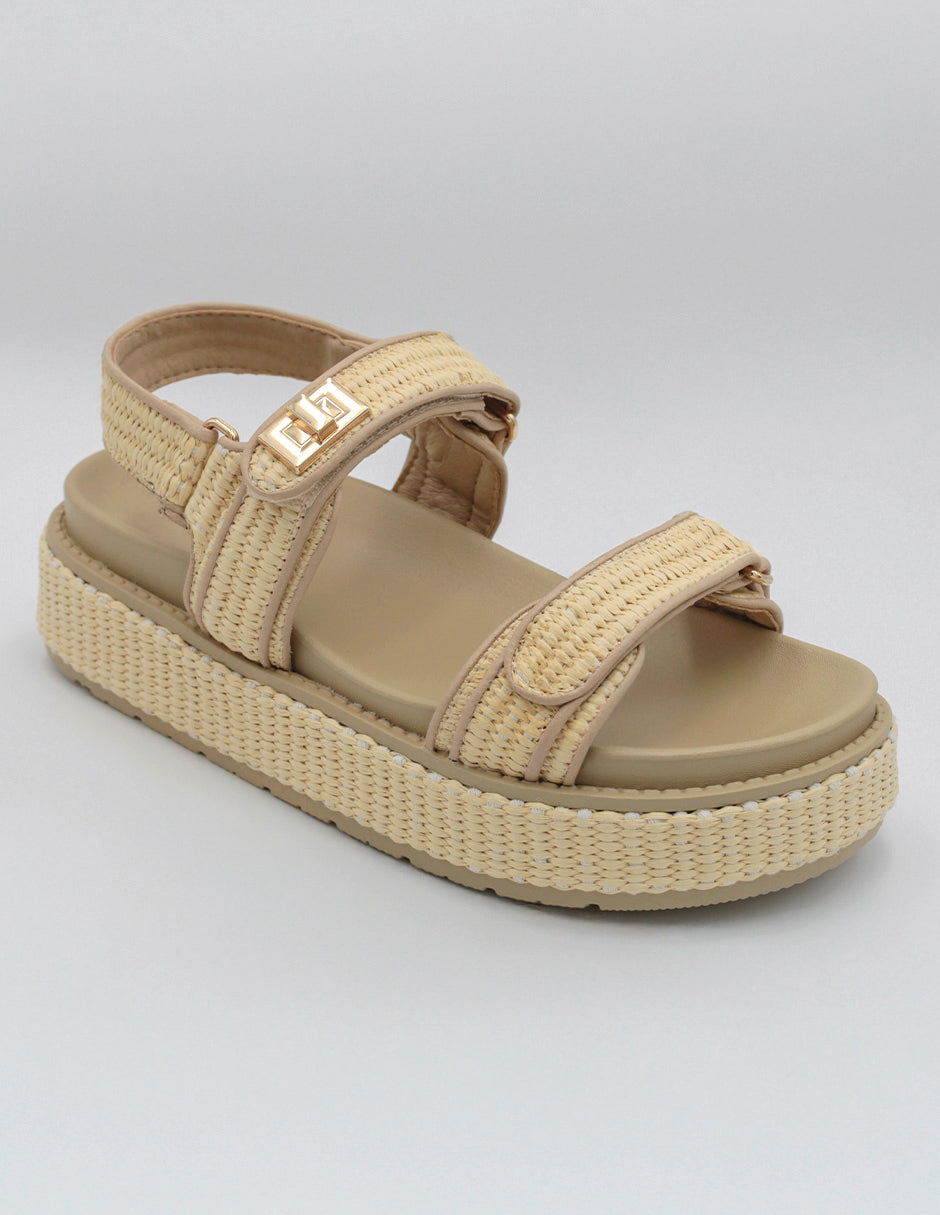 Sandalias con plataforma Yuri en Textil – Beige