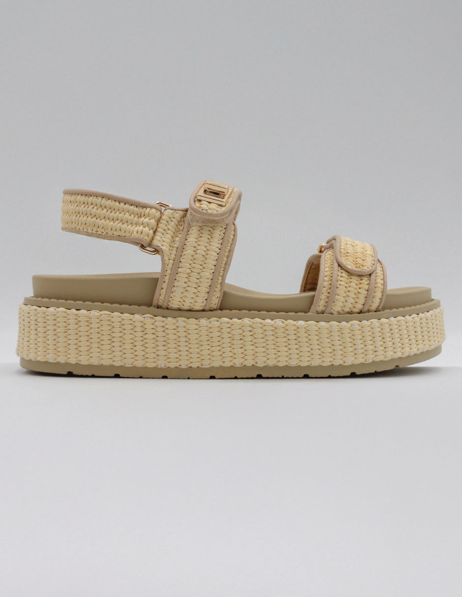 Sandalias con plataforma Yuri en Textil – Beige