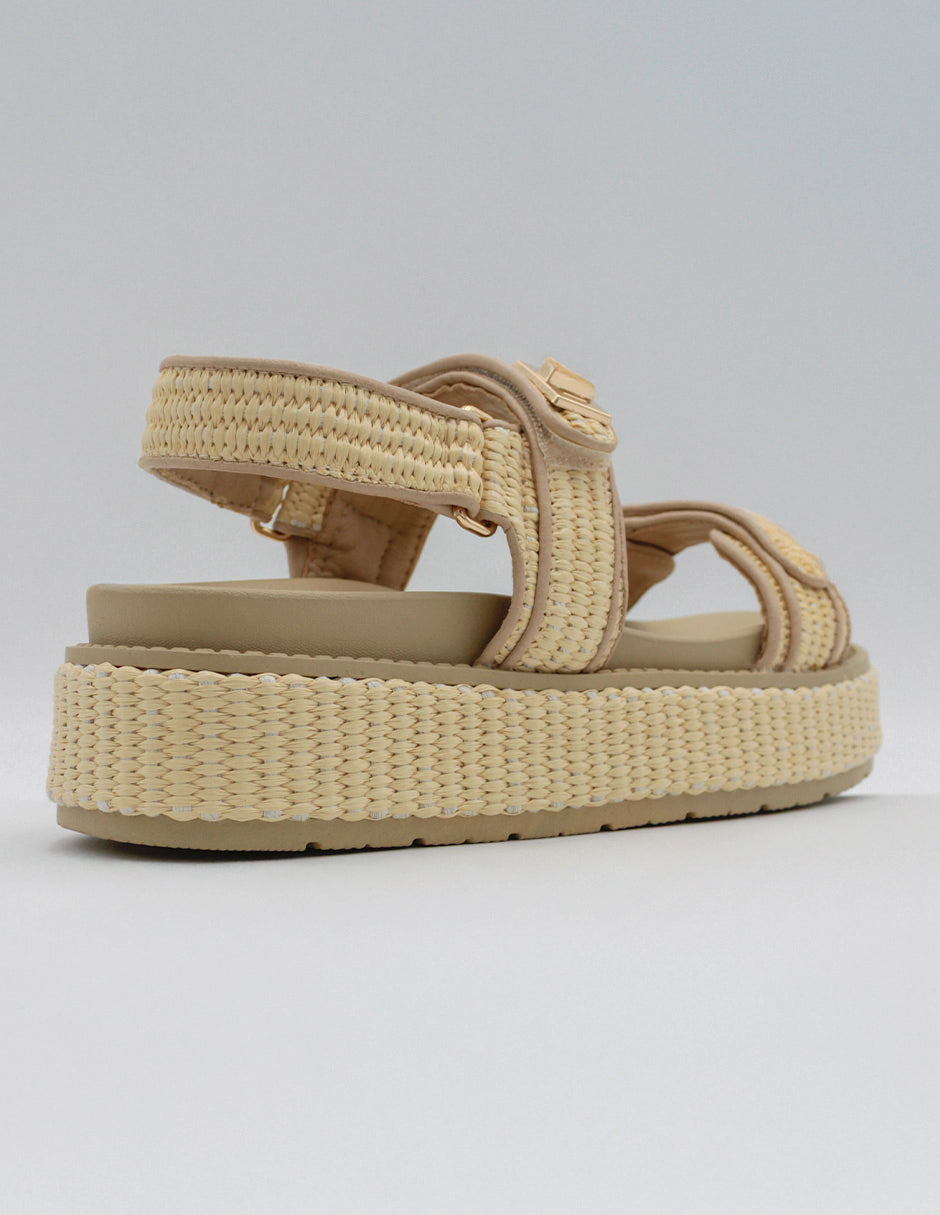 Sandalias con plataforma Yuri en Textil – Beige