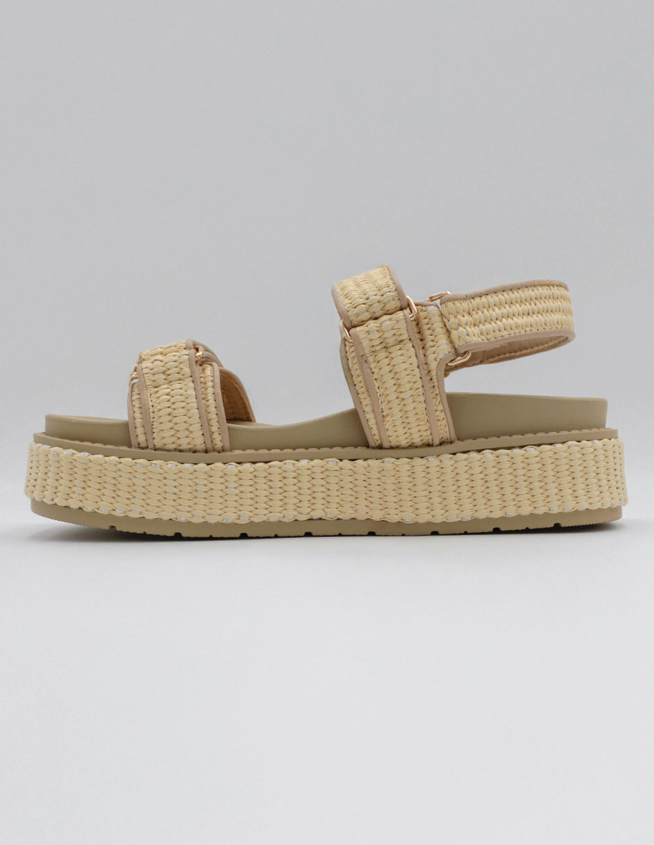 Sandalias con plataforma Yuri en Textil – Beige