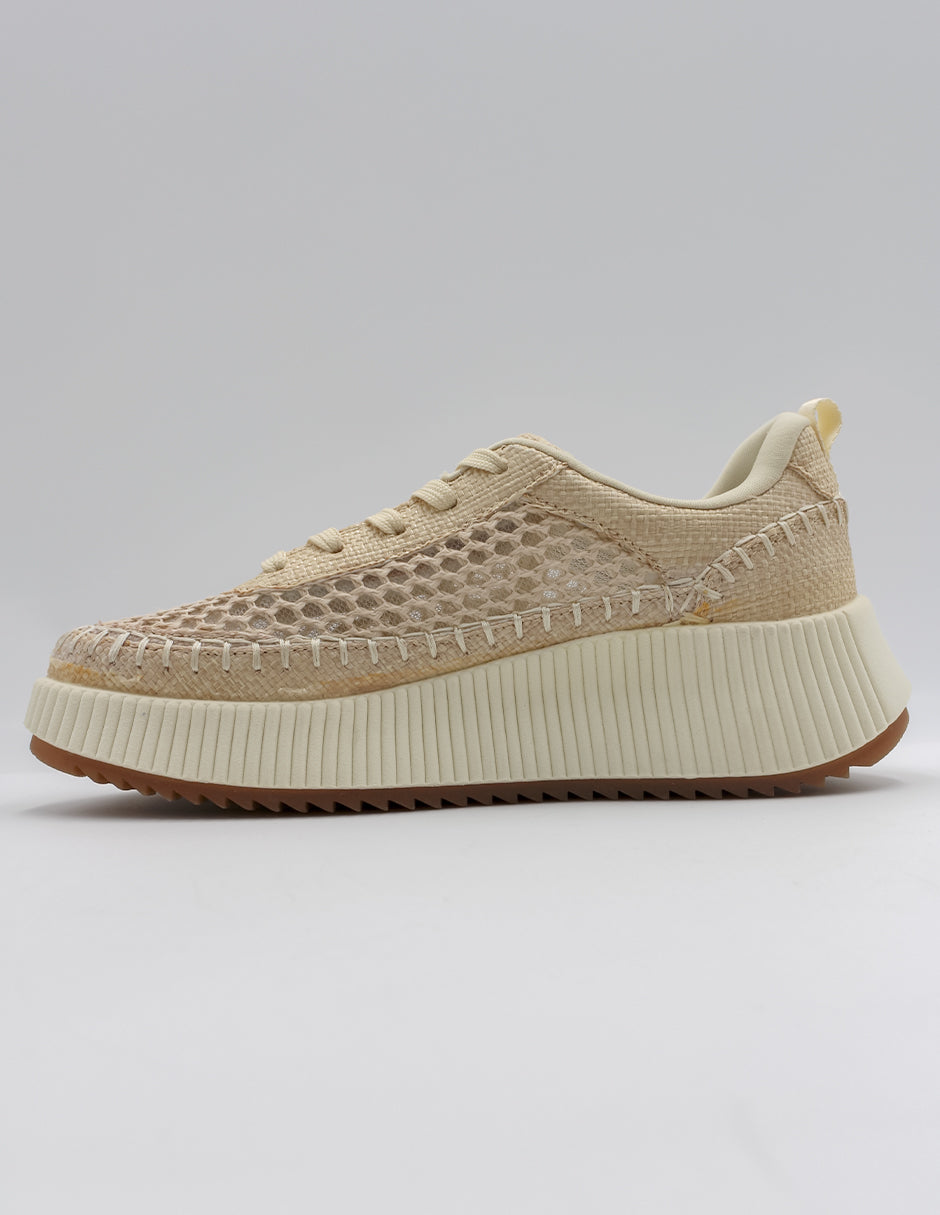 Tenis con cordones  Hand Made en Textil – Blanco