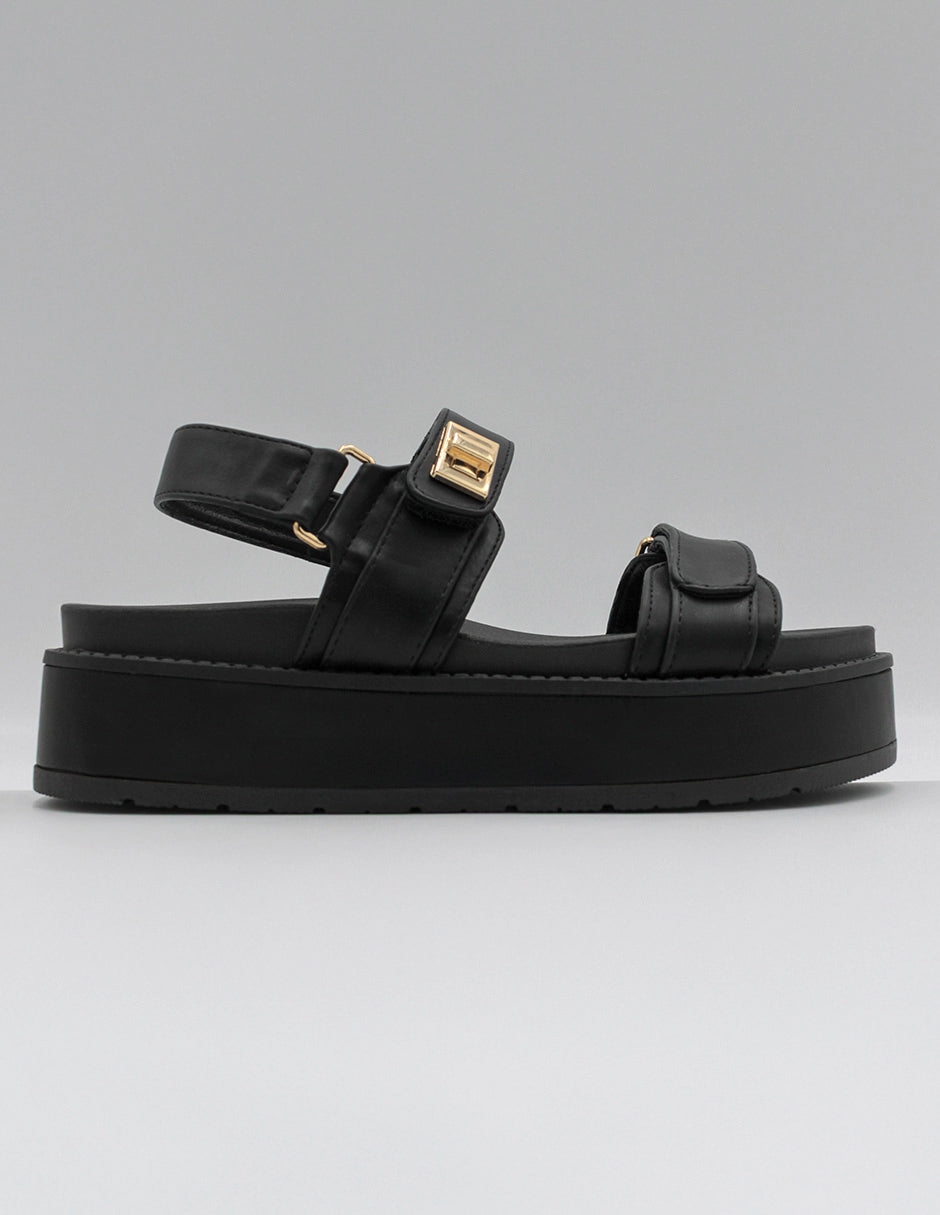 Sandalias con plataforma Yuri en Piel vegana – Negro