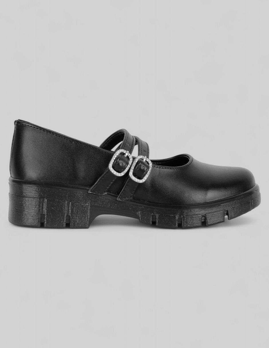 Escolar Kids  en Piel vegana – Negro