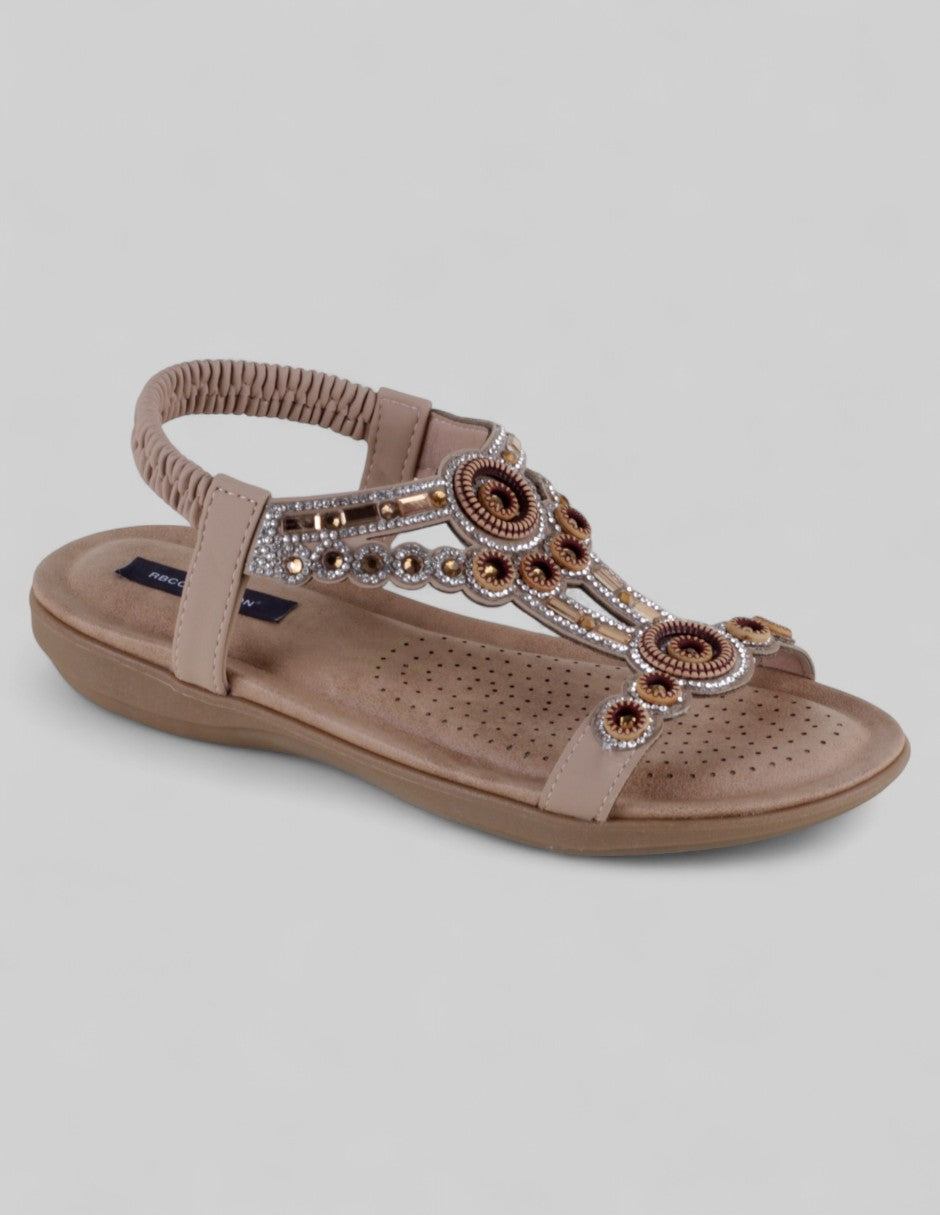 Sandalias de piso Exterior Piel vegana Color Café Para Mujer De RBCOLLECTION