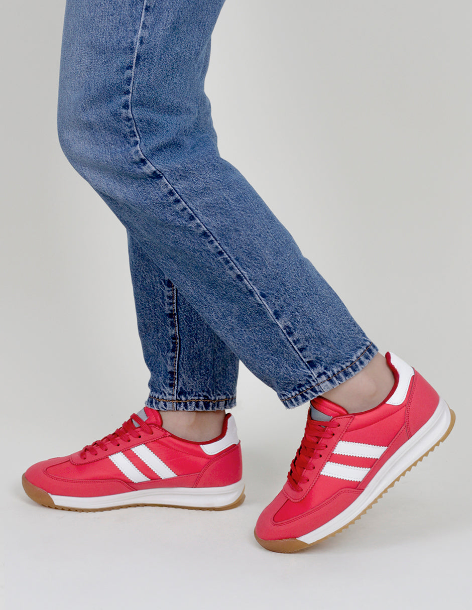 Tenis con cordones  Bear en Piel vegana – Rojo