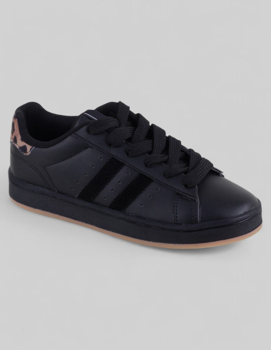 Tenis con cordones Exterior Piel vegana Color Negro Para Mujer De RBCOLLECTION