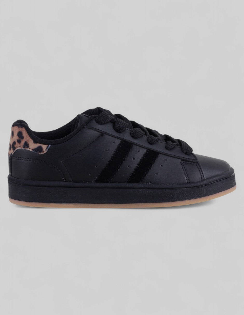 Tenis con cordones  Highline en Piel vegana – Negro