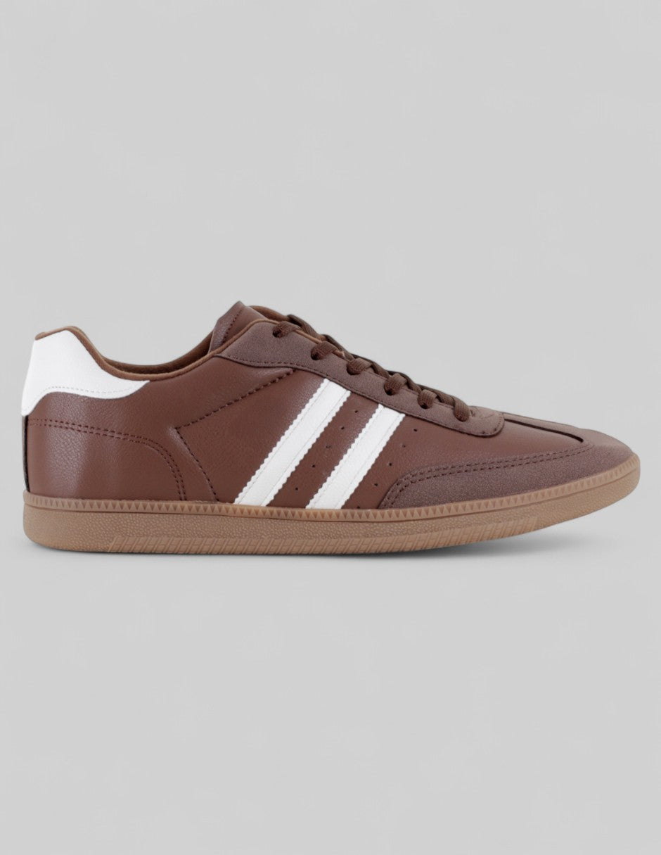 Tenis con cordones Highline en Piel vegana – Café