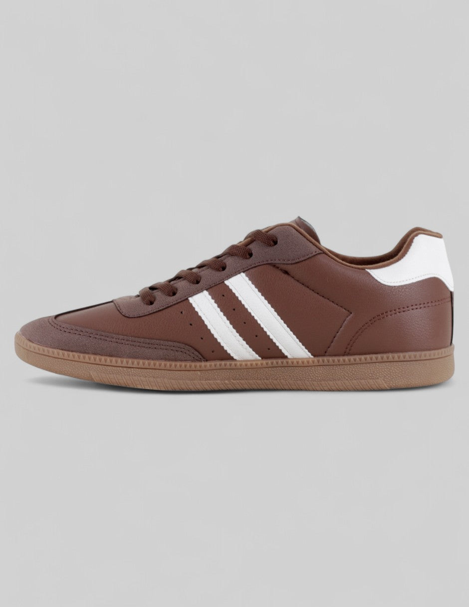 Tenis con cordones Highline en Piel vegana – Café