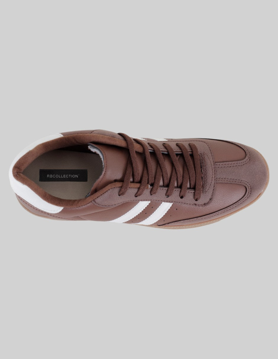 Tenis con cordones Highline en Piel vegana – Café