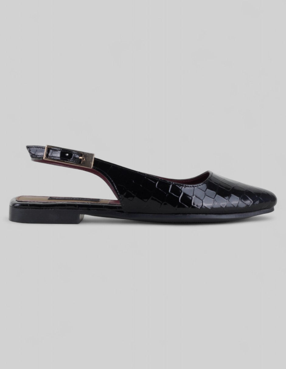 Flats puntales Onne en Charol – Negro
