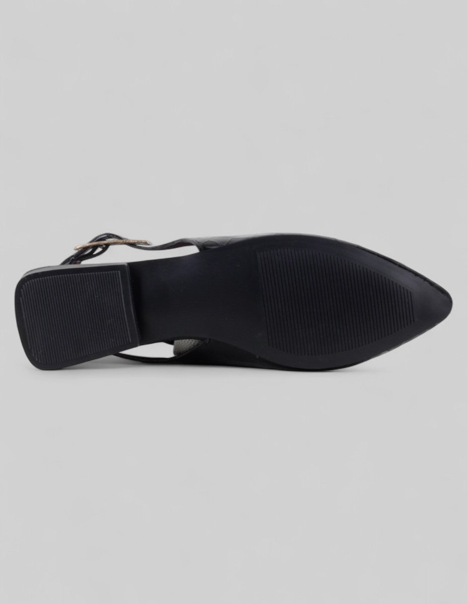 Flats puntales Onne en Charol – Negro