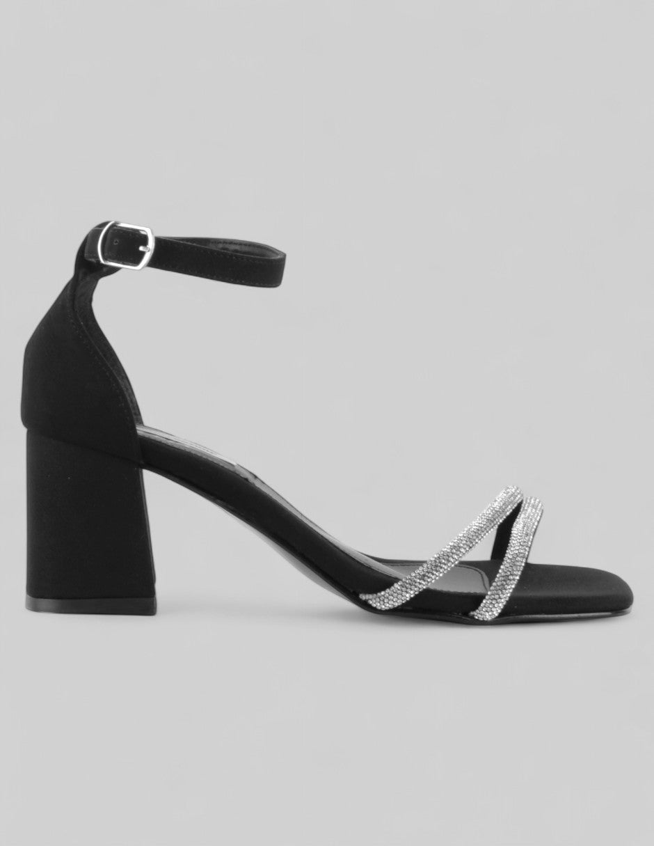 Sandalia con tacón Glowm en Gamuza – Negro