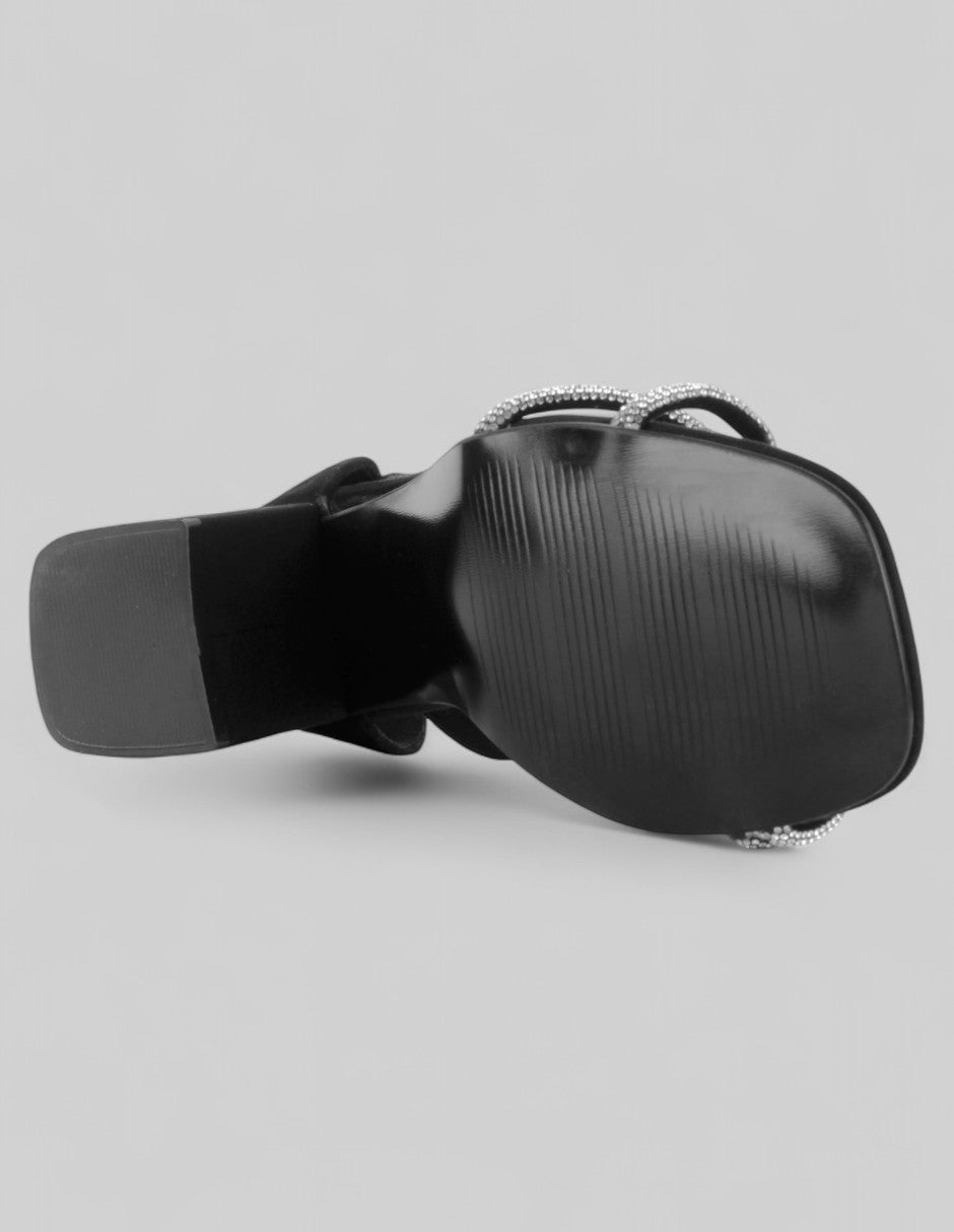 Sandalia con tacón Glowm en Gamuza – Negro