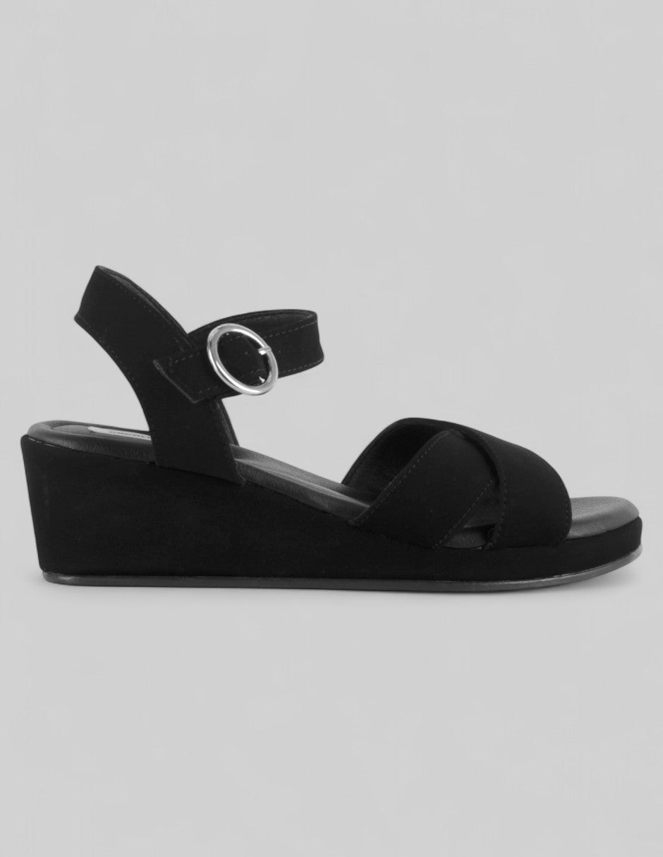 Sandalias con plataforma Gina en Textil – Negro