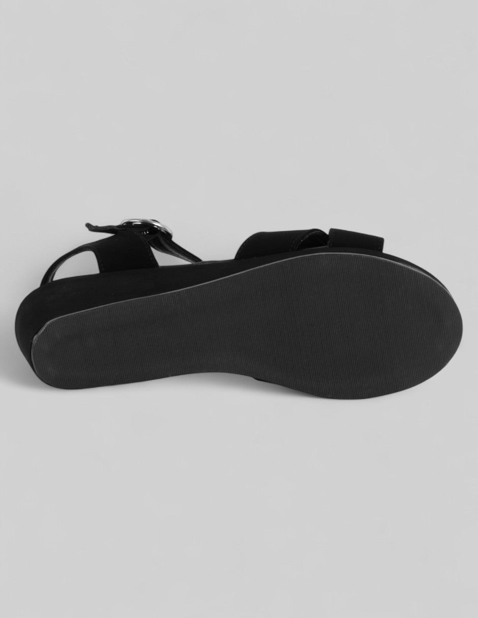 Sandalias con plataforma Gina en Textil – Negro