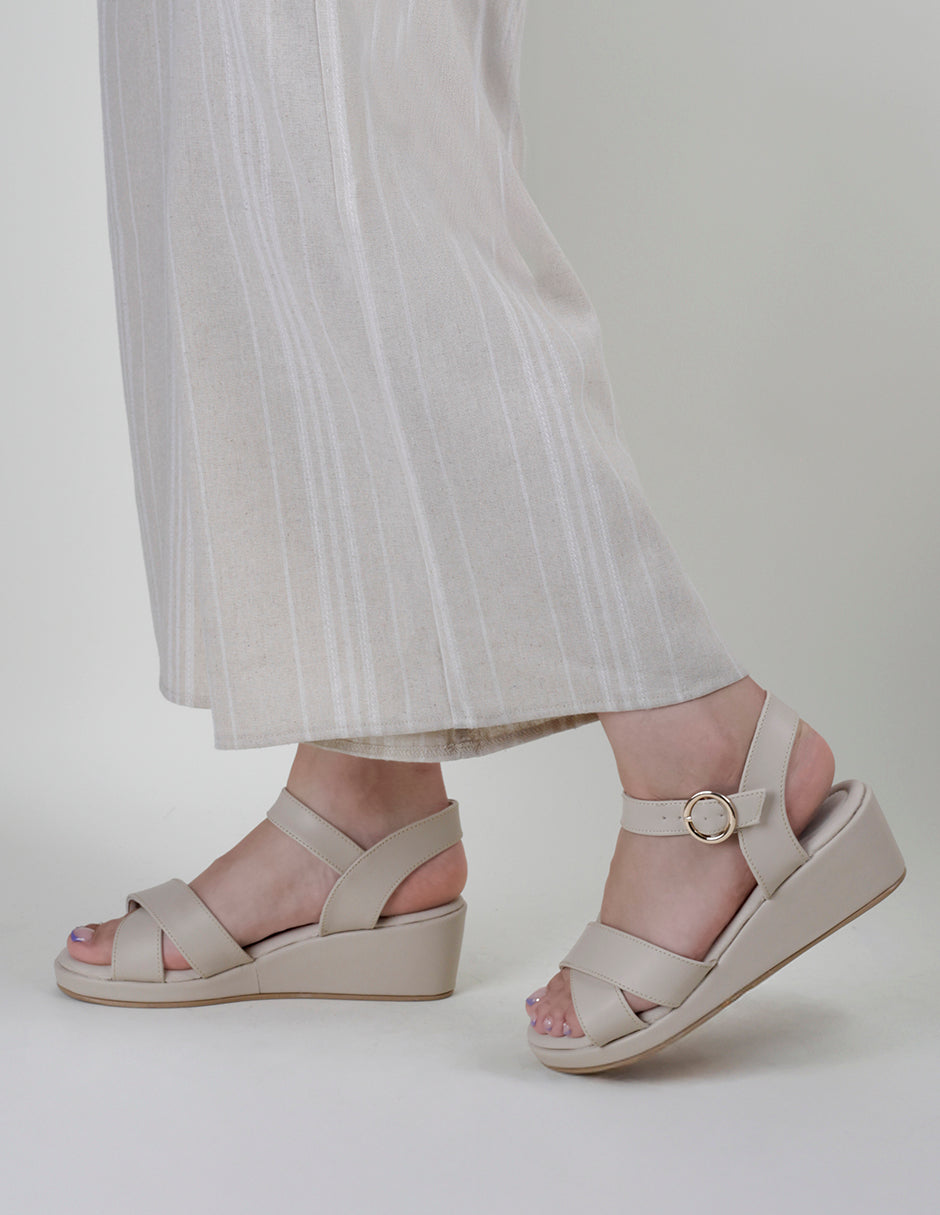 Sandalias con plataforma Gina en Piel vegana – Beige