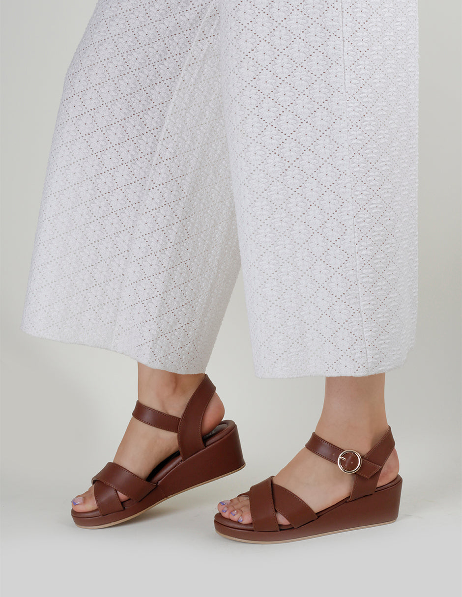 Sandalias con plataforma Gina en Piel vegana – Café