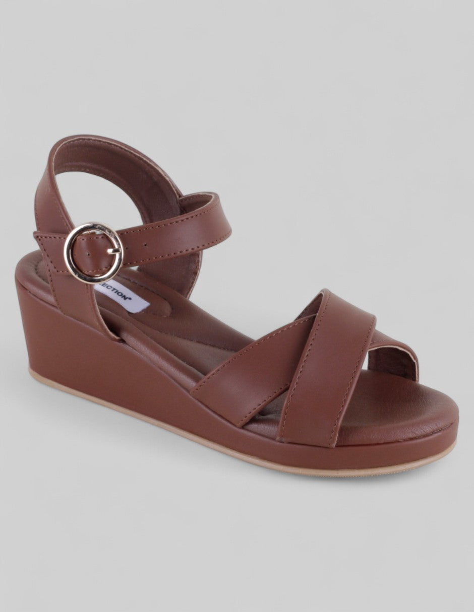 Sandalias con plataforma Exterior Piel vegana Color Café Para Mujer De RBCOLLECTION