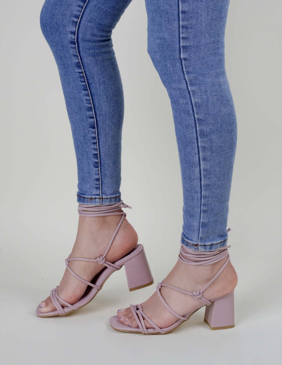 Sandalia con tacón Glam en Sintético – Rosa