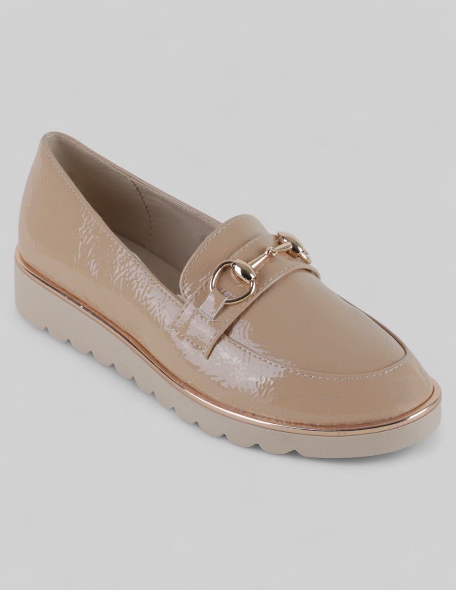 Mocasines Exterior Charol Color Beige Para Mujer De RBCOLLECTION