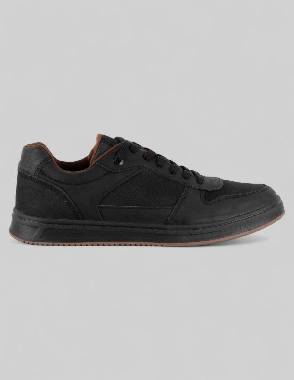 Tenis con cordones Urban en Piel vegana – Negro