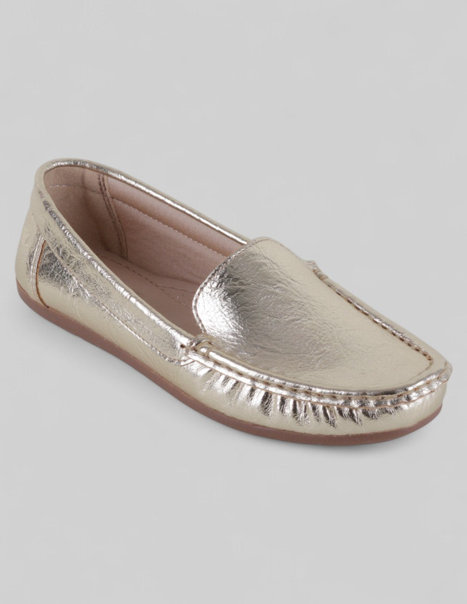 Mocasines Exterior Piel vegana Color Dorado Para Mujer De RBCOLLECTION
