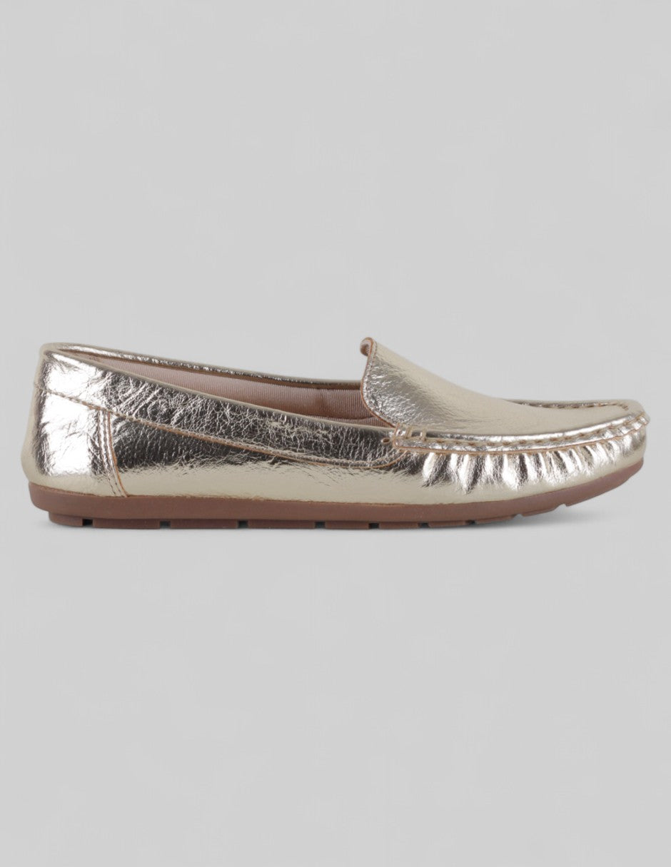 Mocasines Steps en Piel vegana – Dorado
