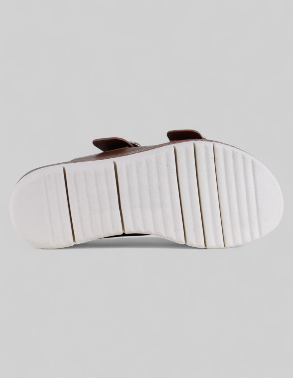 Sandalias con plataforma Steps en Piel vegana – Café