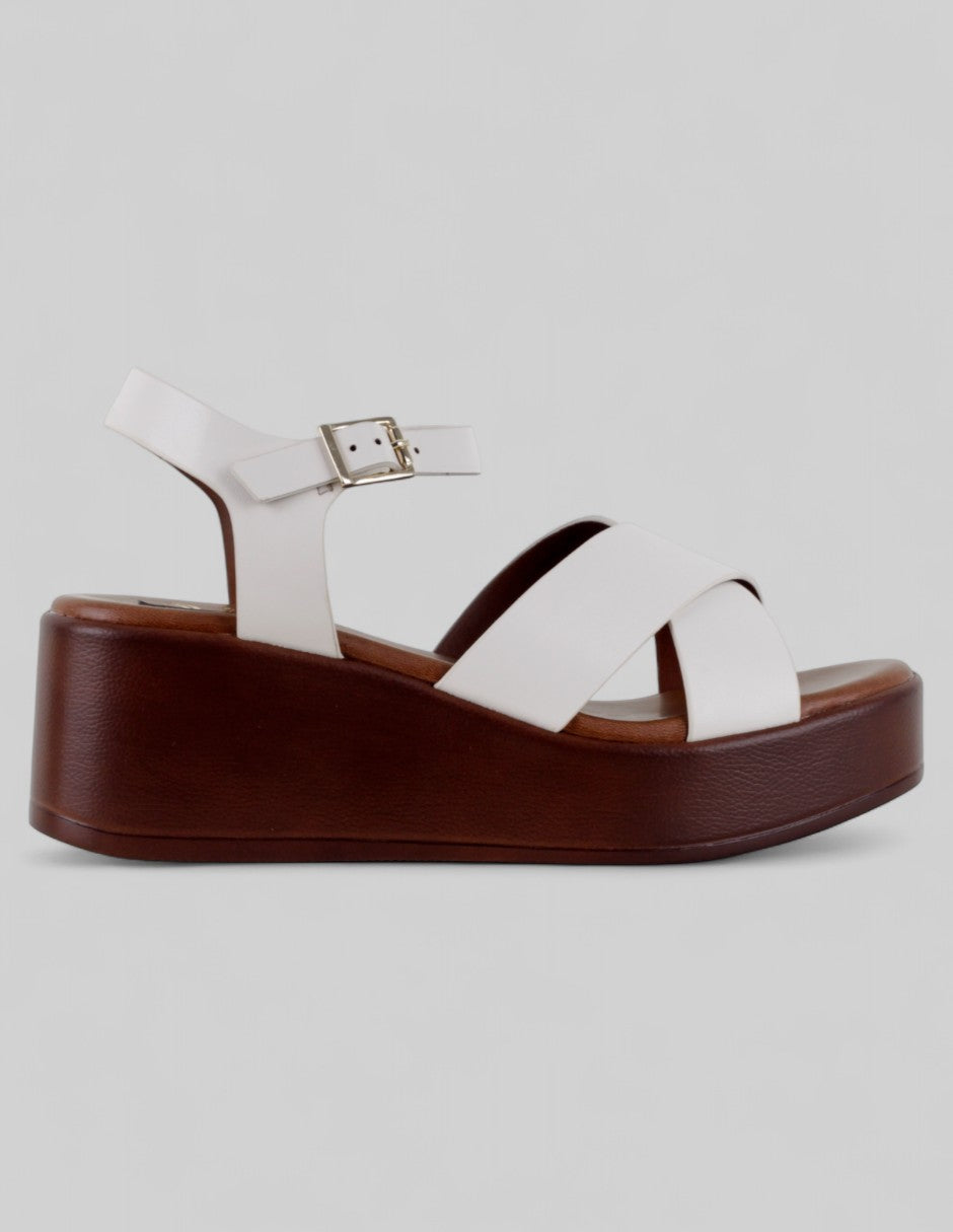 Sandalias con plataforma Steps en Piel vegana – Blanco