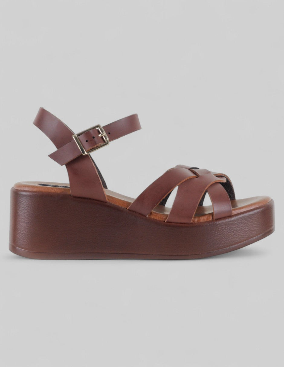 Sandalias con plataforma Steps en Piel vegana – Café