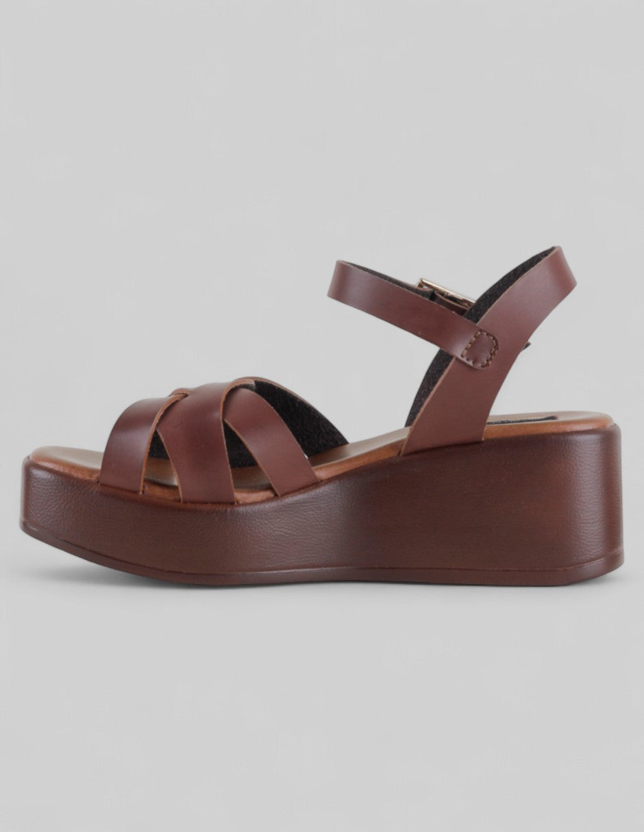 Sandalias con plataforma Steps en Piel vegana – Café
