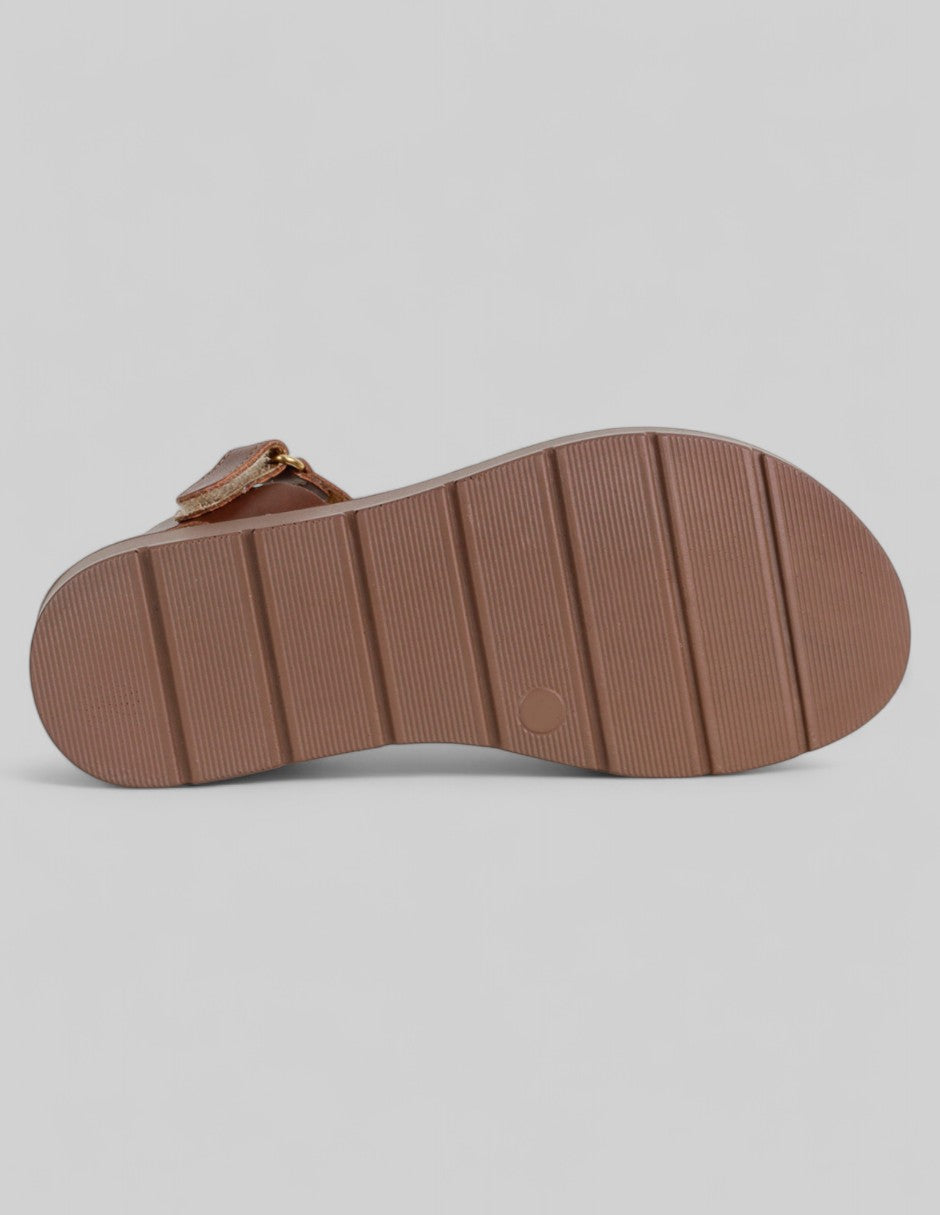 Sandalias Kids  en Piel vegana – Café