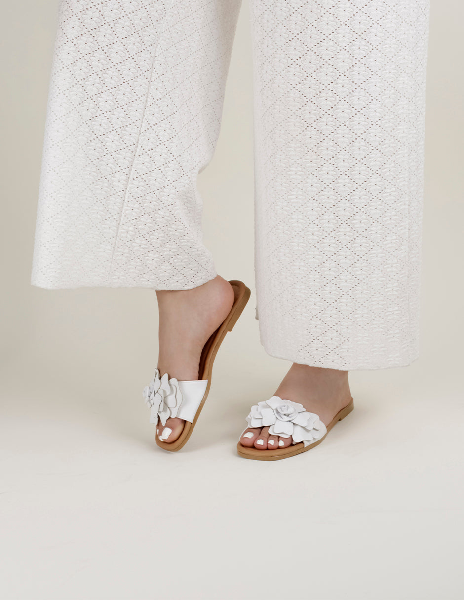 Sandalias de piso Soft en Piel vegana – Blanco