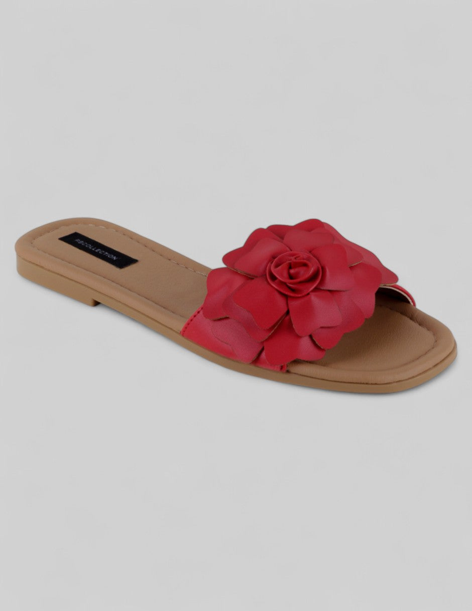 Sandalias de piso Soft en Piel vegana – Rojo