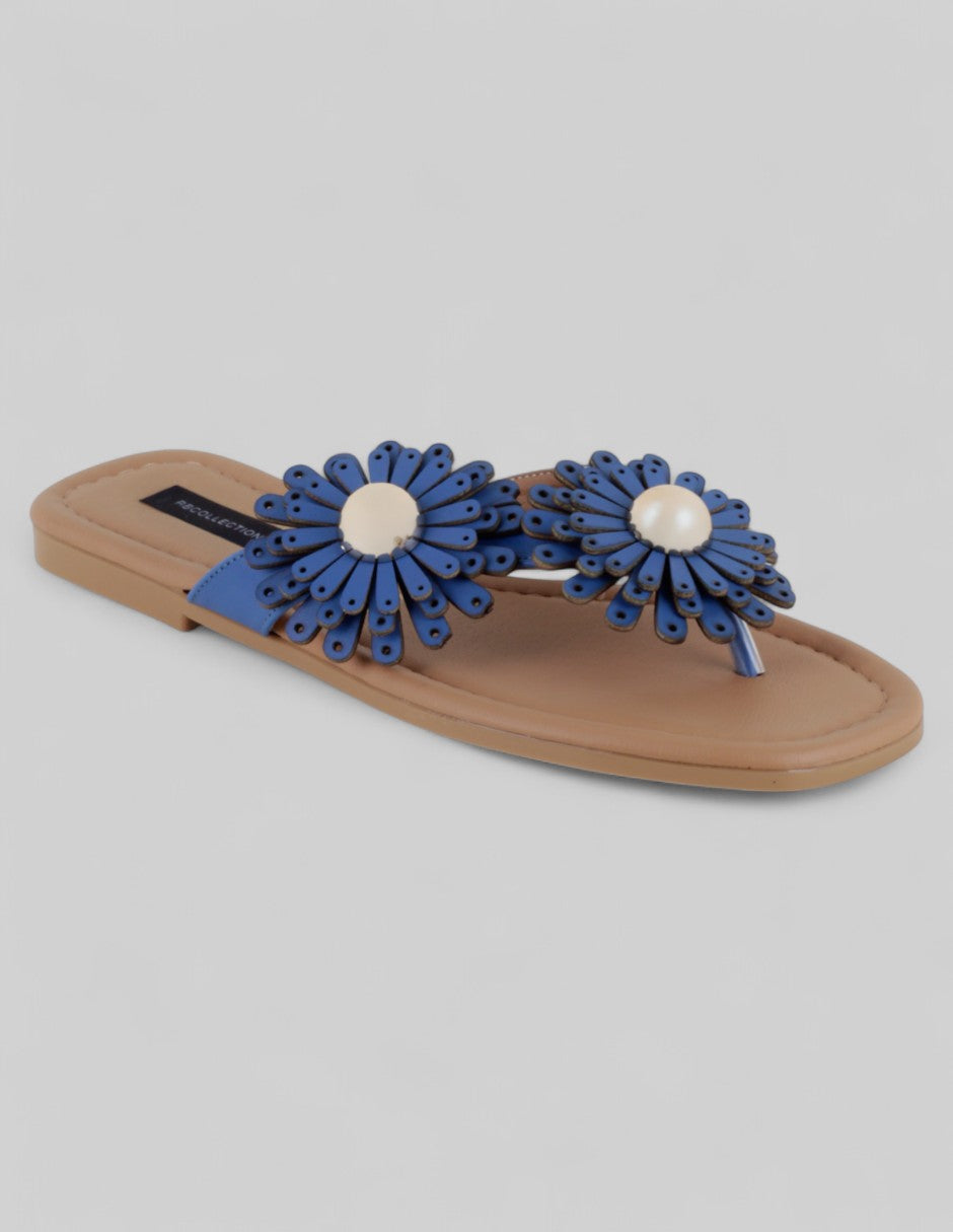 Sandalias de piso Soft en Piel vegana – Azul