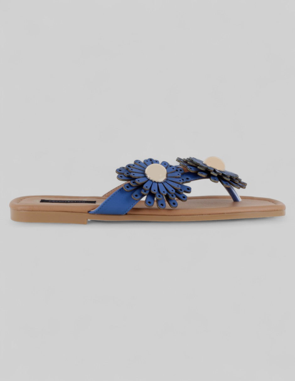 Sandalias de piso Soft en Piel vegana – Azul