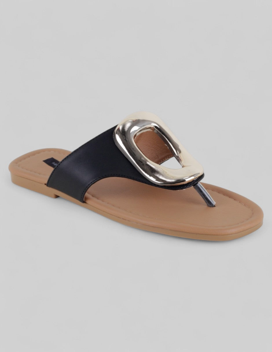 Sandalias de piso Soft en Piel vegana – Negro