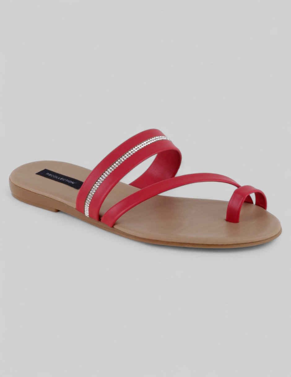 Sandalias de piso Soft en Piel vegana – Rojo