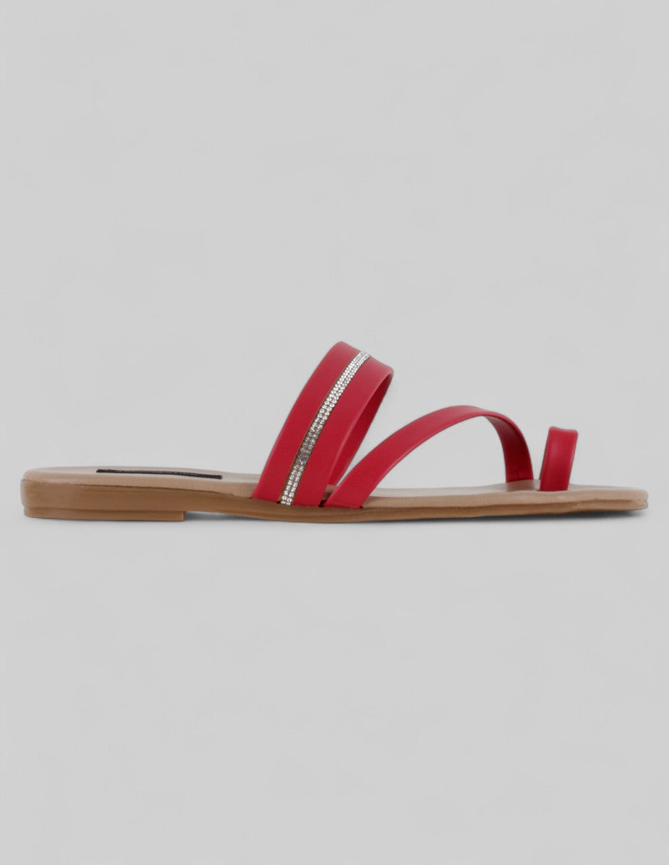 Sandalias de piso Soft en Piel vegana – Rojo