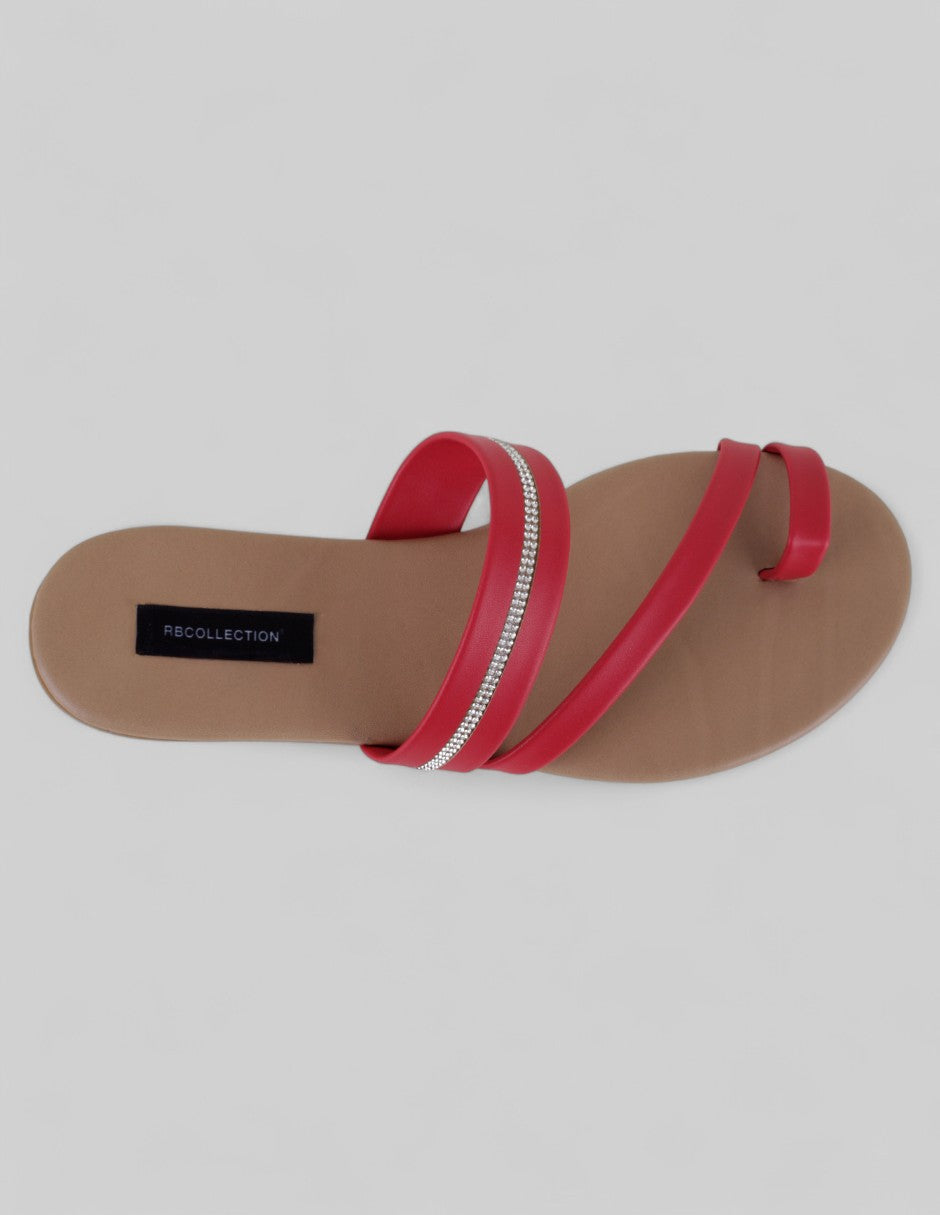Sandalias de piso Soft en Piel vegana – Rojo