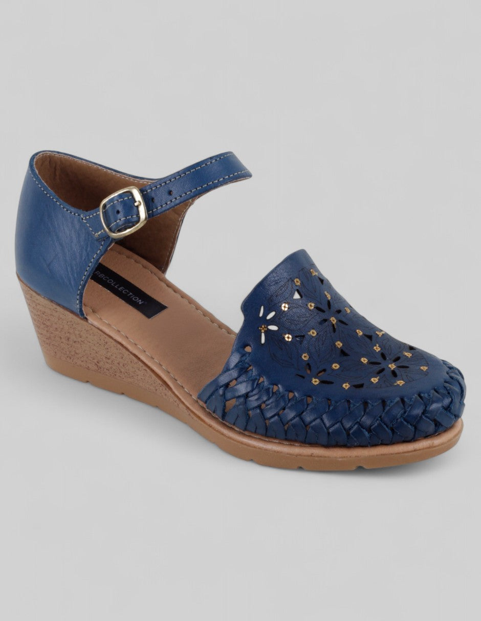 Tacón puente Hand mode en Piel – Azul