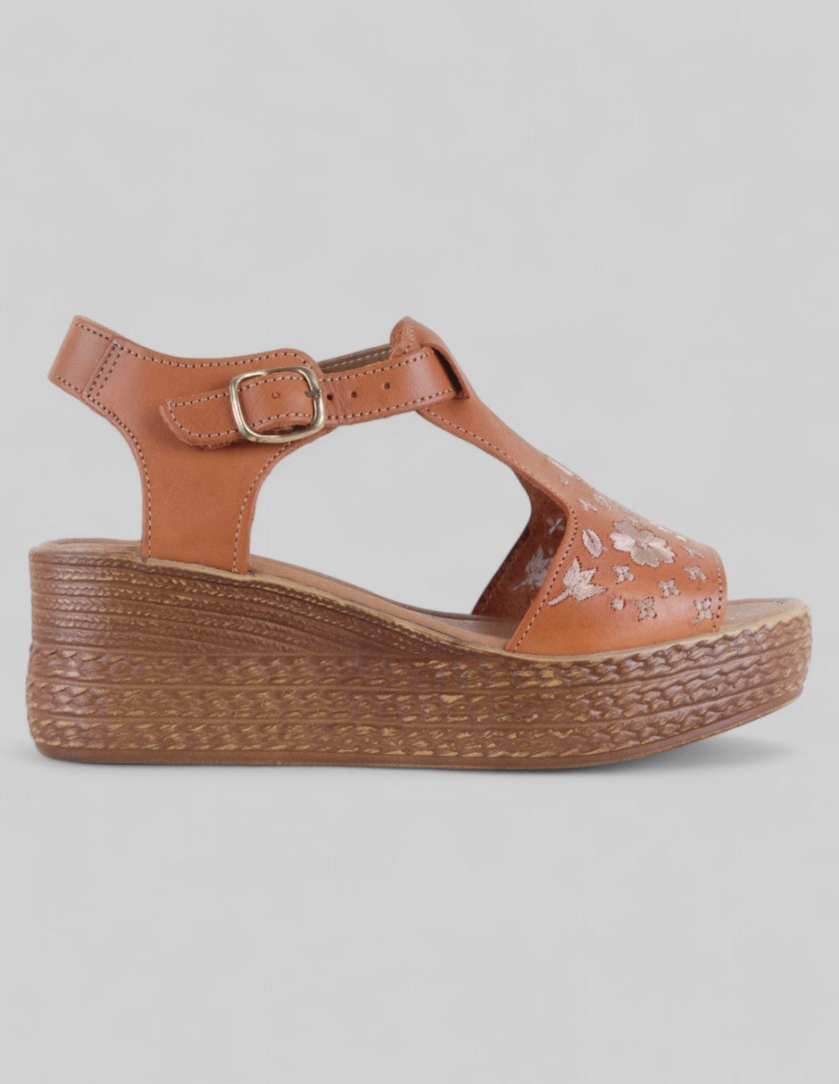 Sandalias con plataforma Hand made en Piel – Café