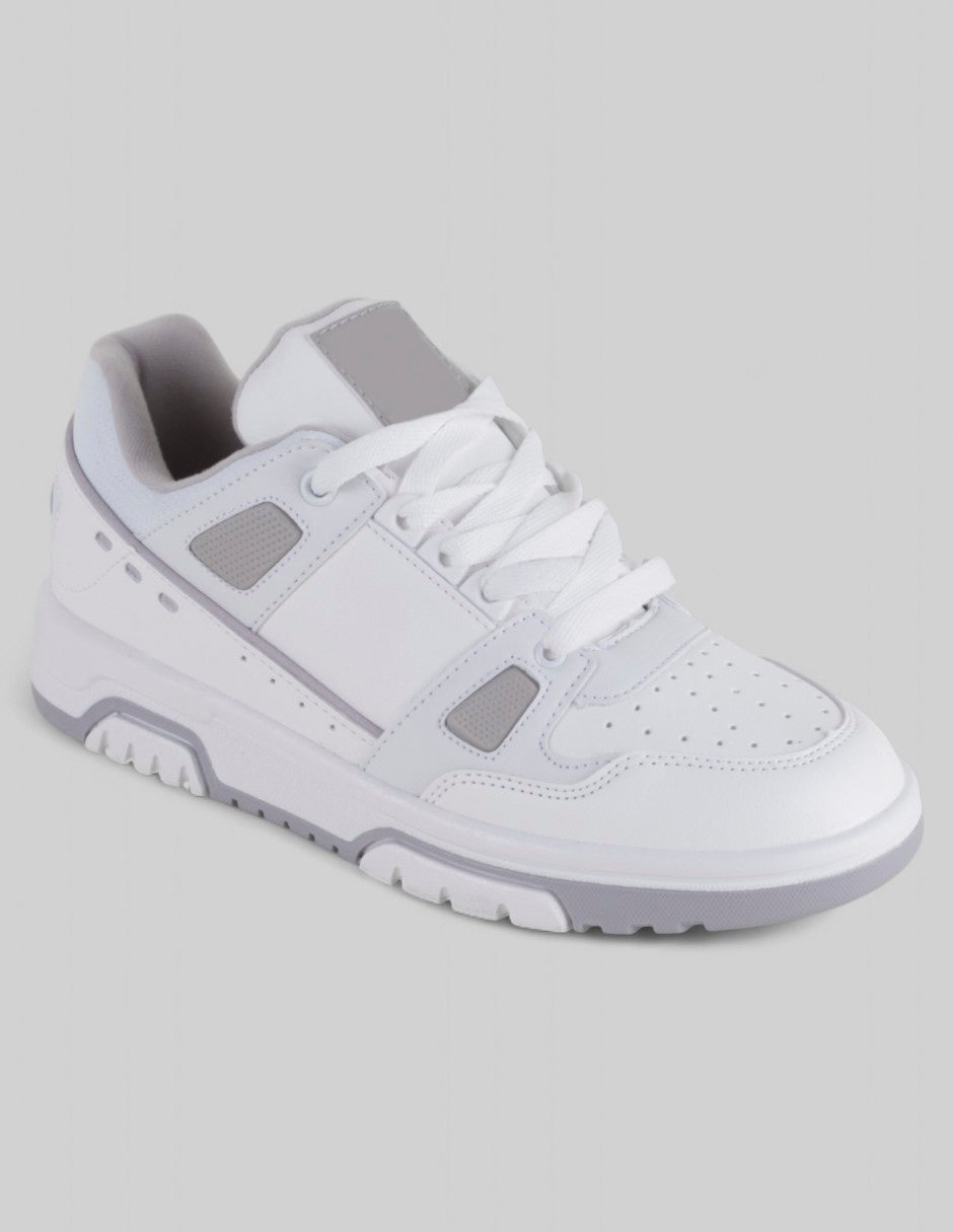 Tenis con cordones Exterior Piel Vegana Color Blanco Para Mujer De RBCOLLECTION
