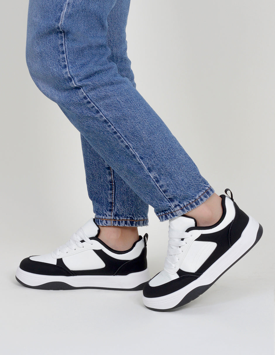 Tenis con cordones  TRX en Piel vegana – Negro