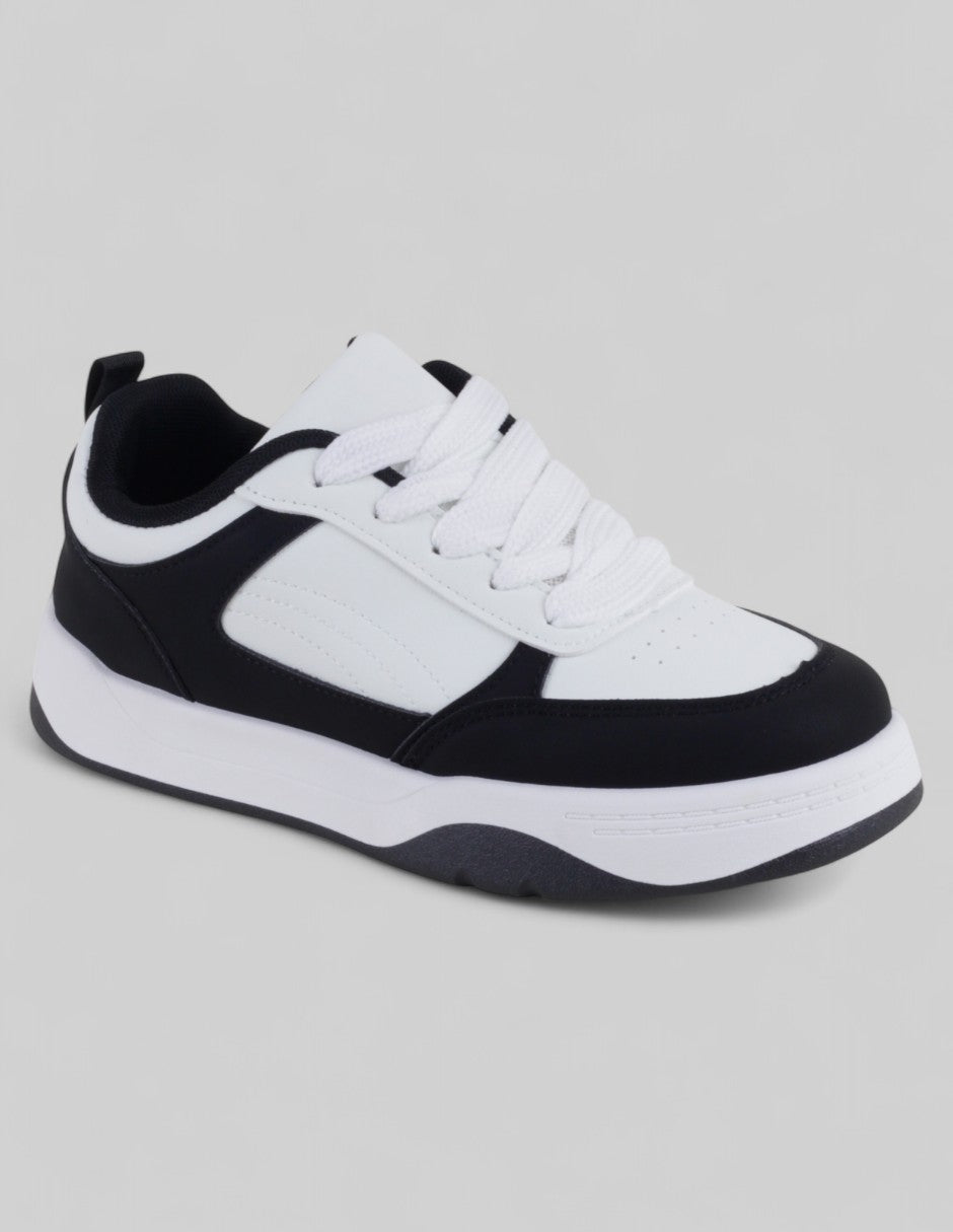 Tenis con cordones  TRX en Piel vegana – Negro